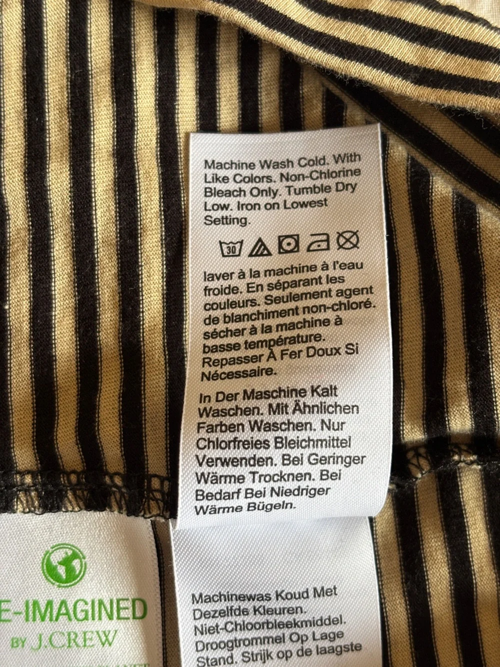 J. Crew Black and Cream Striped Lightweight Turtleneck, Size M